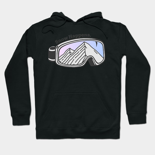 Sunset Mountain Ski Goggles | Snow Happens Hoodie by KlehmInTime